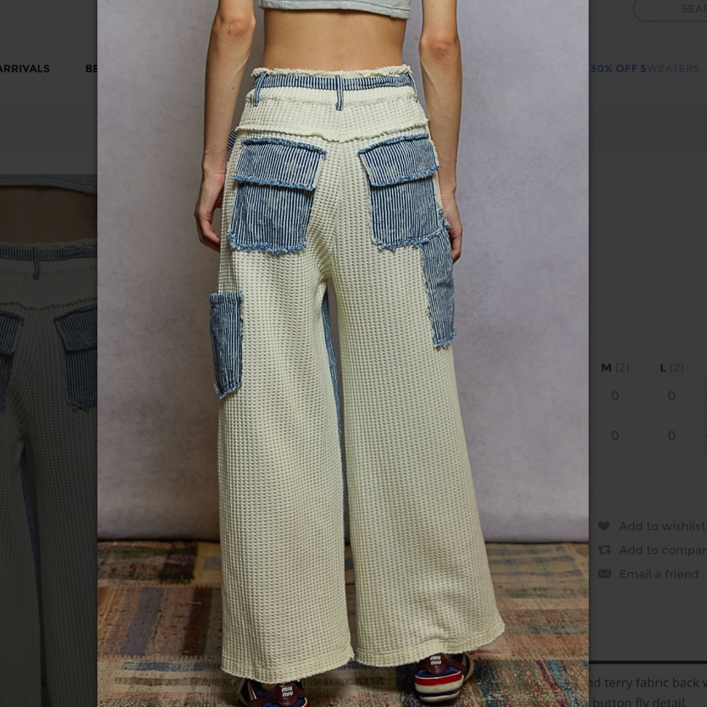 POL " Leslie " POL Roomy Fit Pants in Mixed Fabrics Detail - Picture 3 of 5